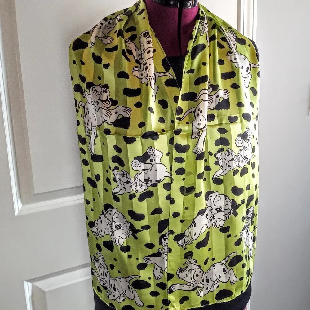 Echo 101 Dalmatians Green Oblong Silk Scarf
